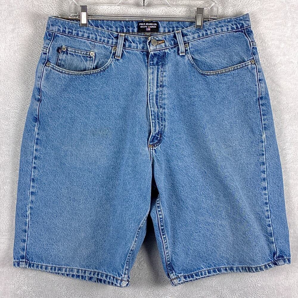 VTG Polo Jeans Co Ralph Lauren Shorts Mens 36 Banner Jorts Baggy Loose Y2K